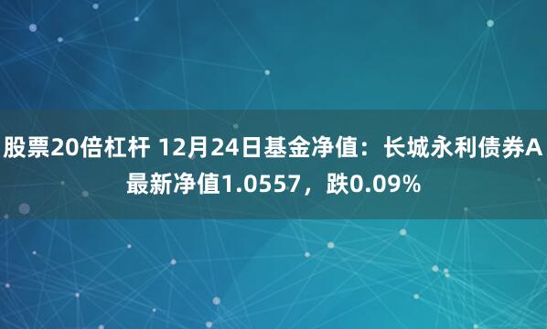 股票20倍杠杆 12月24日基金净值：长城永利债券A最新净值1.0557，跌0.09%