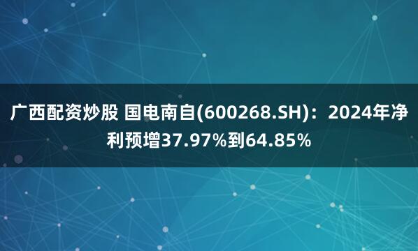 广西配资炒股 国电南自(600268.SH)：2024年净利预增37.97%到64.85%