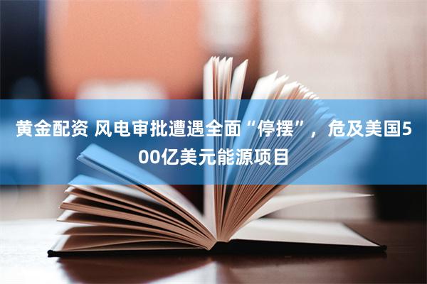 黄金配资 风电审批遭遇全面“停摆”，危及美国500亿美元能源项目
