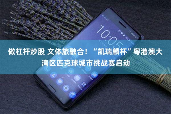 做杠杆炒股 文体旅融合！“凯瑞麟杯”粤港澳大湾区匹克球城市挑战赛启动