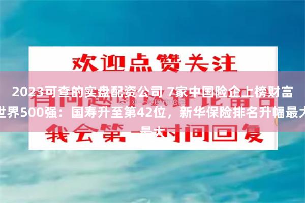 2023可查的实盘配资公司 7家中国险企上榜财富世界500强：国寿升至第42位，新华保险排名升幅最大