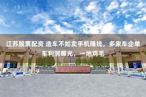 江苏股票配资 造车不如卖手机赚钱，多家车企单车利润曝光，一地鸡毛